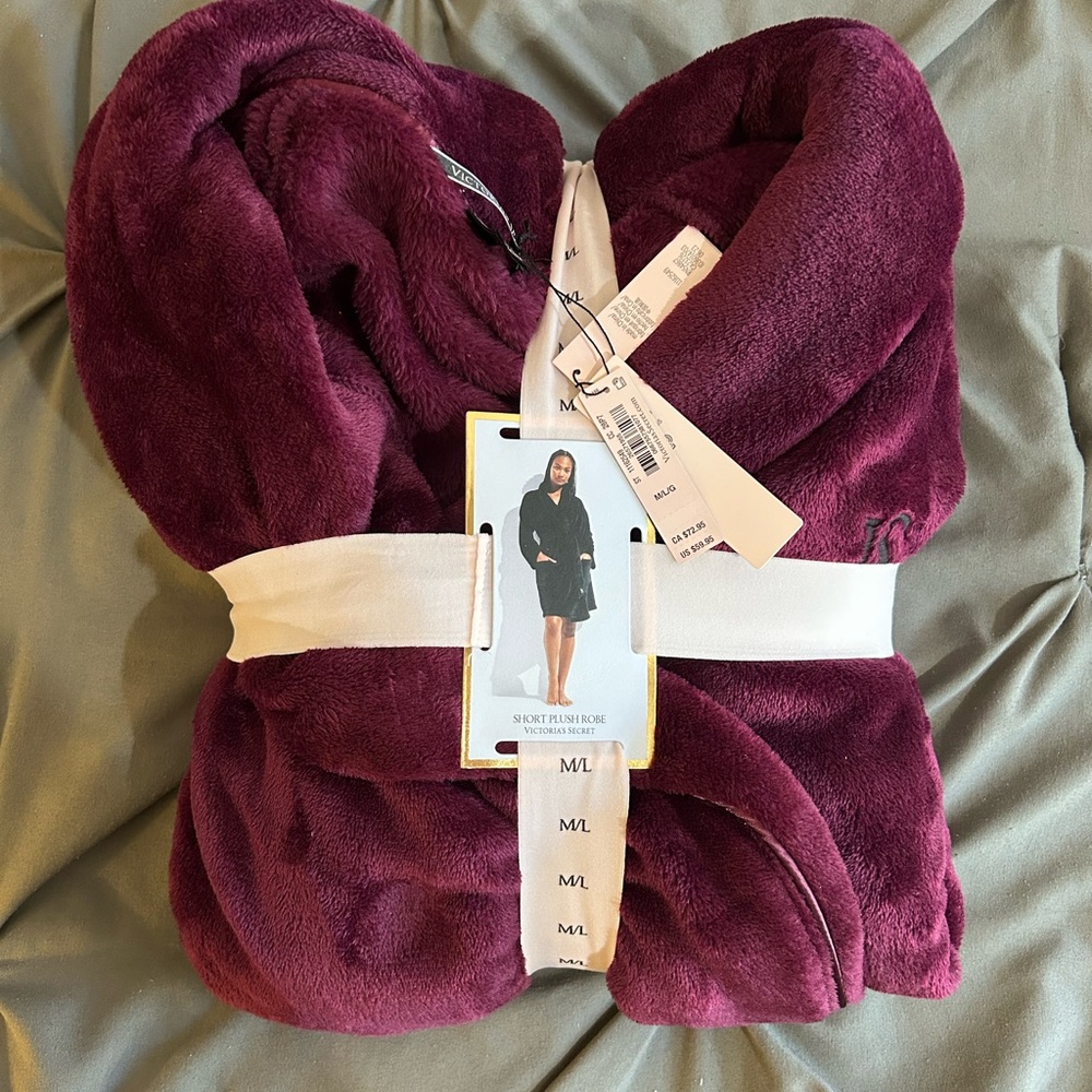 Victoria's Secret Maroon Plush Robe Intimates & Sleepwear